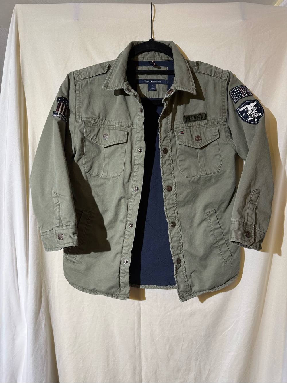 Tommy Hilfiger Olive Green Military Field Jacket with Patch Details